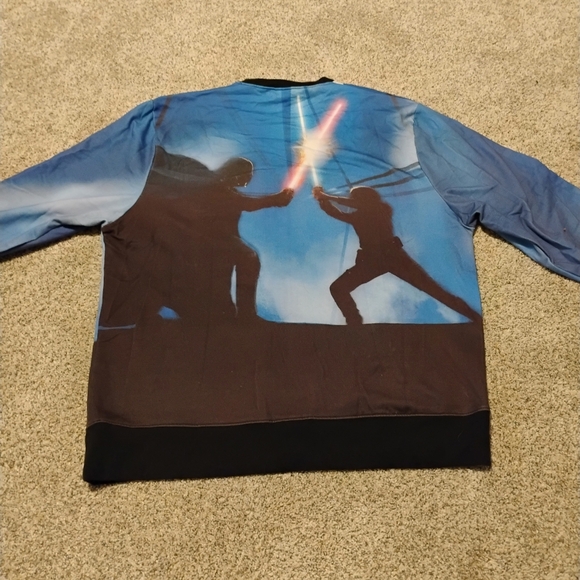 Star Wars AOP Luke Skywalker Darth Vader Lightsaber Battle Men's L Sweatshirt - Picture 4 of 5